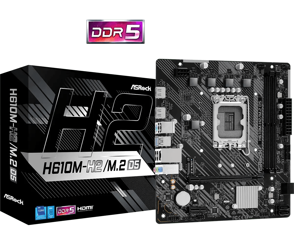 ASRock H610M - H2/M.2 D5 LGA1700 Socket Intel Motherboard | 90 - MXBML0 - A0UAYZ - Vektra Computers LLC ASRock H610M - H2/M.2 D5 LGA1700 Socket Intel Motherboard | 90 - MXBML0 - A0UAYZ - Vektra Computers LLC